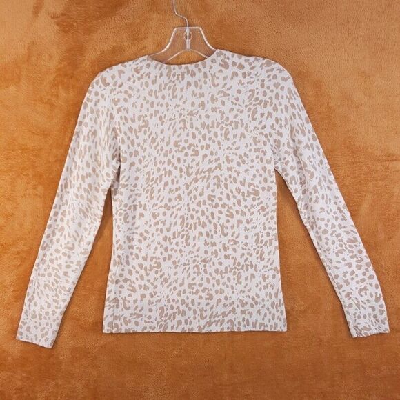 BANANA REPUBLIC Womens Sweater XS Tan Pullover Crew Spotted 100% Merino Wool - Picture 7 of 8